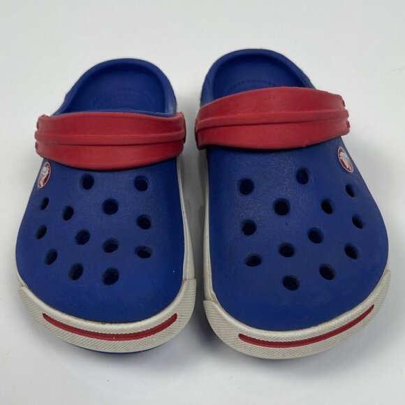 Crocs Kids Crocband II Clogs, Children's Size 7/8 Blue and Red - Picture 3 of 9